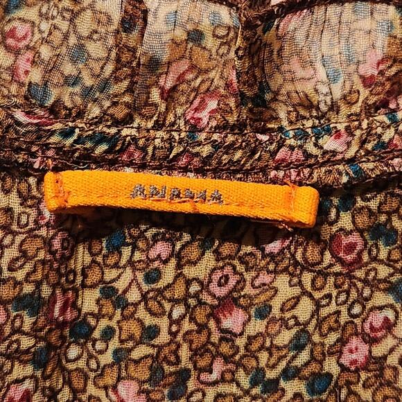 Anama Sz Medium Sheer Brown Fall Floral Chiffon Ditsy Mini Dress Autumn Tones - Picture 4 of 10